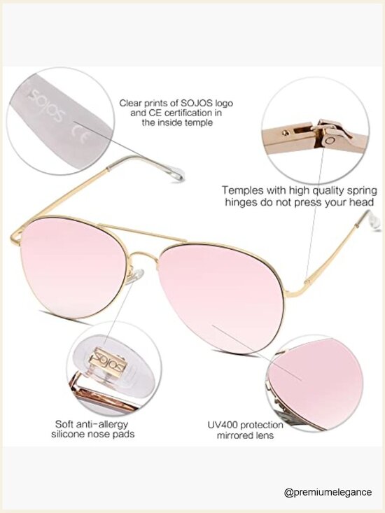Classic Aviator Sunglasses Metal Frame Spring Hinges UV400 main image 7